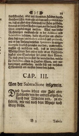 Cap. III. Von der Subtractione insgemein