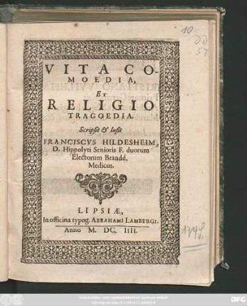 Vita Comoedia, Et Religio Tragoedia