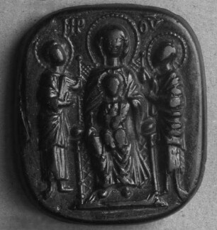Medaillon mit Maria zwischen dem heiligen Markus und Johannes dem Täufer