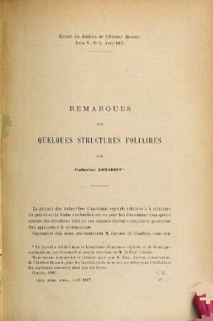 Remarques sur quelques structures foliaires : Thèse de Genève