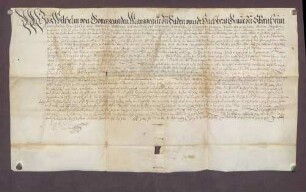 Erblehenbrief des Markgrafen Wilhelm von Baden-Baden für Bastian Stemmblin über die herrschaftliche Mahlmühle an der Murg