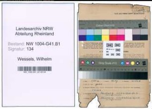 Entnazifizierung Wilhelm Wessels , geb. 31.08.1900 (Feuerwehrmann)