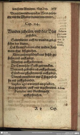 Cap. 124. Wunden zuheilen, und das Blut zu stillen