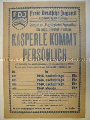 Blanko-Maueranschlag der FDJ Wittenberg für eine Kasperle-Theatervorstellung