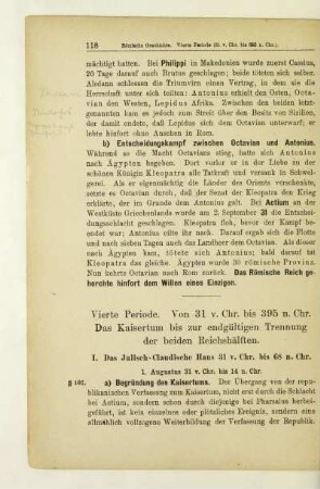 Vierte Periode. Von 31 v. Chr. bis 395 n. Chr. Das Kaisertum bis zur endgültigen Trennung der beiden Reichshälften
