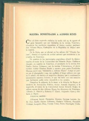 Nuestra demostración a Alfonso Reyes