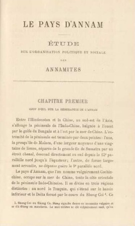 Chapitre premier. Coup d'oeil sur la géographie de l'Annam