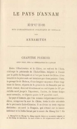 Chapitre premier. Coup d'oeil sur la géographie de l'Annam