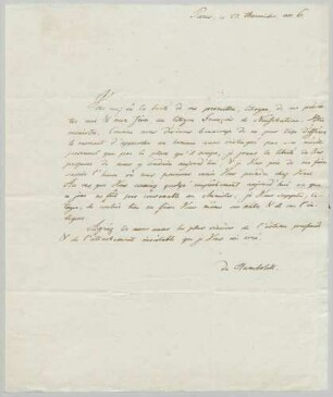 Wilhelm von Humboldt an F. F. V. Jacquemont