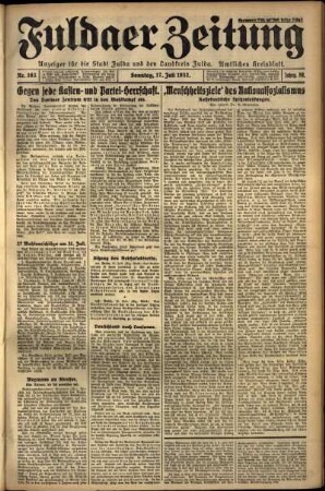 Erste Ausgabe vom Sonntag, den 17. Juli 1932.