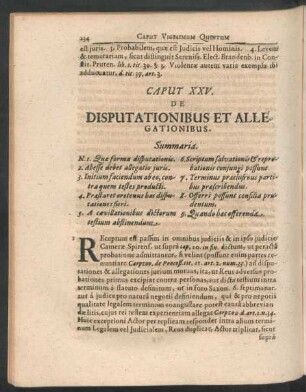 Caput XXV. De Disputationibus Et Allegationibus.