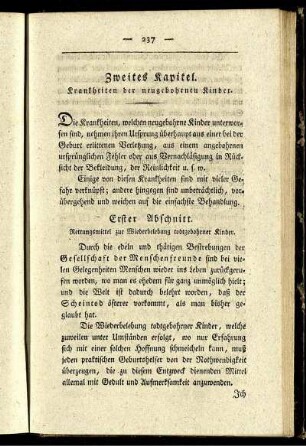 Zweites Kapitel. Krankheiten der neugebohrnen Kinder.