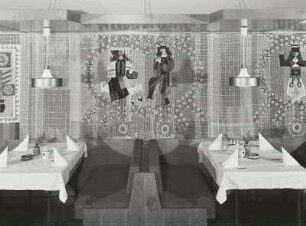 Restaurant "International", Dresden : Restaurant "International". 1970/1972. Restaurant im Erdgeschoß (Ausstattung Deutsche Werkstätten Hellerau). Dresden-Altstadt, Prager Straße
