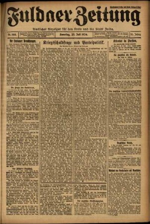 Erste Ausgabe vom Sonntag, den 20. Juli 1924.