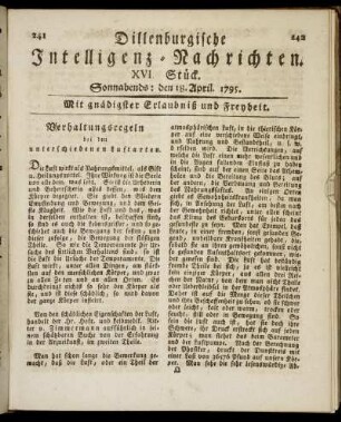 XVI. Stück. Sonnabends: den 18. April. 1795.