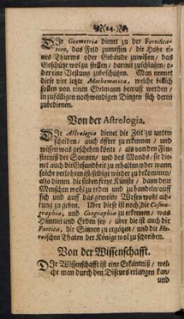 Von der Wissenschafft.
