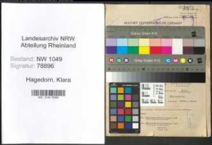 Entnazifizierung Klara Hagedorn , geb. 06.06.1886 (Lehrerin)