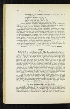 Notizen : unser R.-U. in der Beleuchtung des Allg. Evang.-Luth. Konferenz