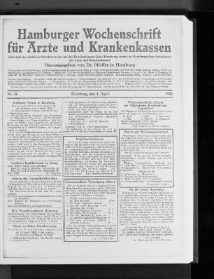 Wissenschaftliche Abende im Allgemeinen Krankenhause Eppendorf.