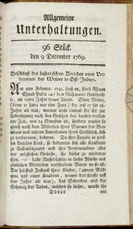 96 Stück. d. 9. December 1769.