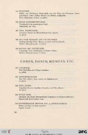 Uhren, Dosen, Münazen etc. (Nr. 260-288)