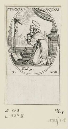 März - Heiliger Thomas von Aquin, Blatt 20 der Folge "Les images de tous les saincts et saintes de l'année"