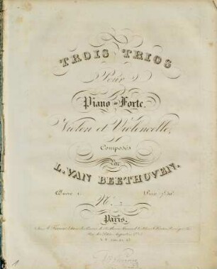 Trois trios pour Piano-Forte, Violon et Violoncelle : Oeuvre 1. No. 3