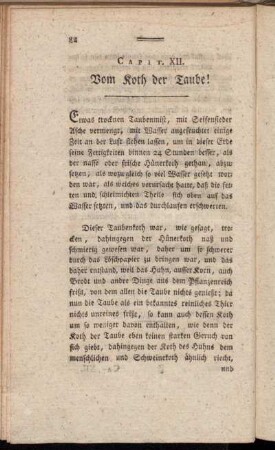 Capit. XII. Vom Koth der Taube!