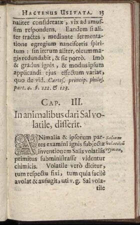Cap. III. In animalibus dari Sal volatile, disserit.