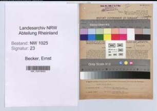 Entnazifizierung Ernst Becker , geb. 28.09.1895 (Wachmann)
