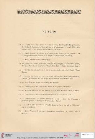 Verrerie (Nr. 338 - 350)