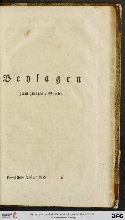 Beylagen zum zweiten Bande