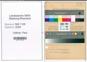Entnazifizierung Paul Vollmer , geb. 04.12.1909 (Polizist)