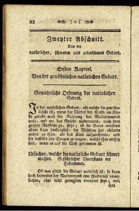 Erstes Kapitel. Von der gewöhnlichen natürlichen Geburt.