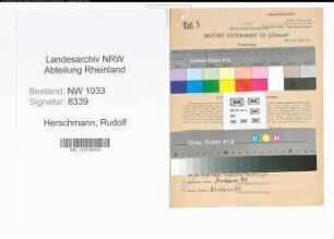 Entnazifizierung Rudolf Herschmann , geb. 31.01.1909 (Kfz.Fahrer)