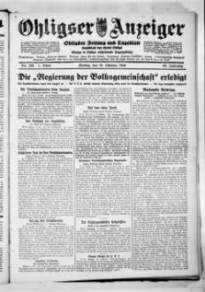 Ohligser Anzeiger : Ohligser Zeitung und Tageblatt ; einzige in Ohligs erscheinende Tageszeitung