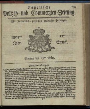 12tes Stueck, Montag den 19ten Maerz 1804