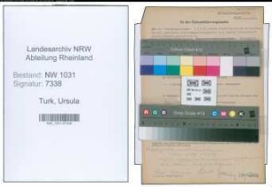 Entnazifizierung Ursula Turk , geb. 21.12.1900 ()