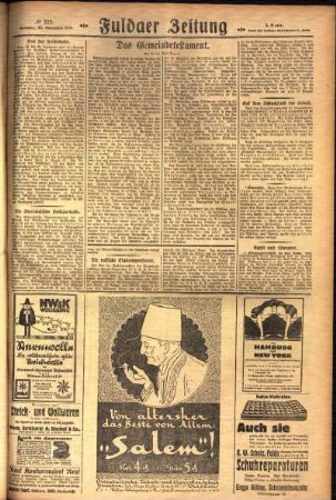 Zweite Ausgabe vom Samstag, den 25. September 1926.