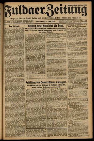 Erste Ausgabe vom Donnerstag, den 25. Juni 1931.