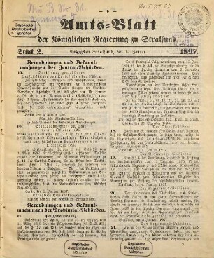 Amtsblatt der Preußischen Regierung zu Stralsund. 1897