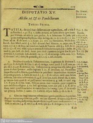 Disputatio XV. Ad libr. 26. & 27. Pandectarum