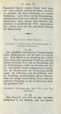 Dritter Abschnitt. Gerichtlich medicinische Untersuchungen an leblosen Substanzen
