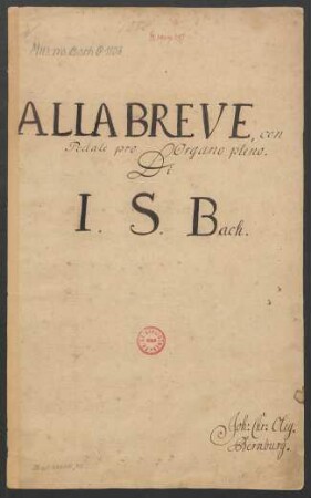 Stücke für Tasteninstrument; org; C-Dur; BWV 589