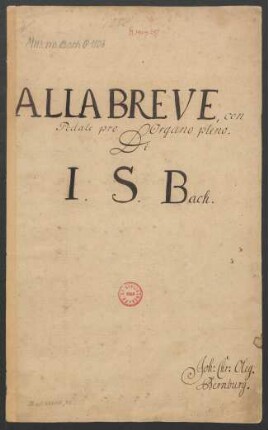 Stücke für Tasteninstrument; org; C-Dur; BWV 589
