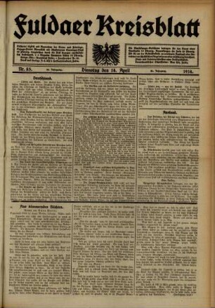 Ausgabe vom Dienstag, den 14. April 1914.