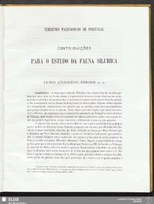 Contribuiçōes para o estudo da fauna silurica