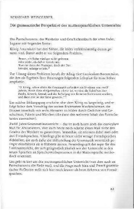 Die grammatische Perspektive des muttersprachlichen Unterrichts