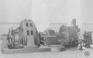Direkter Dampfturbinenantrieb eines Gleichstromgenerators (Bergmann) : Technikgeschichte | Elektrotechnik | Erzeugung elektrischer Energien | Gleich- und Wechselstromgeneratoren, Turbogeneratoren