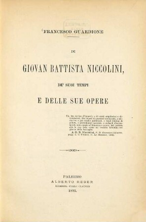 Di Giovan Battista Niccolini de suoi tempi e delle sue opere ...
